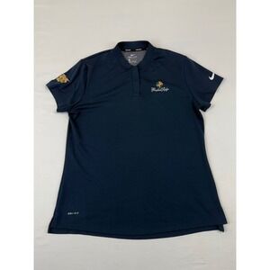 Nike Golf Womens Dri-FIT Navy Blue Pumpkin Ridge Blade Collar Polo Shirt Large